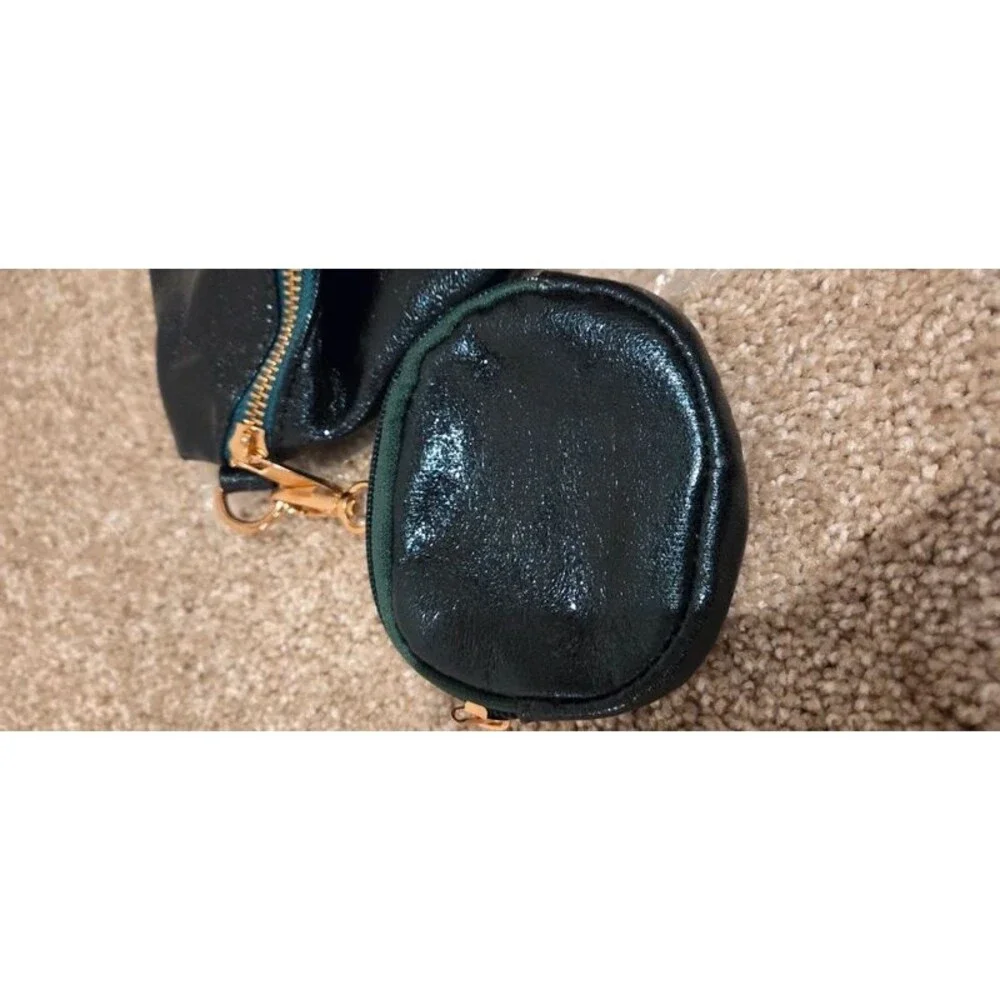 Dark green metallic crossbody bag